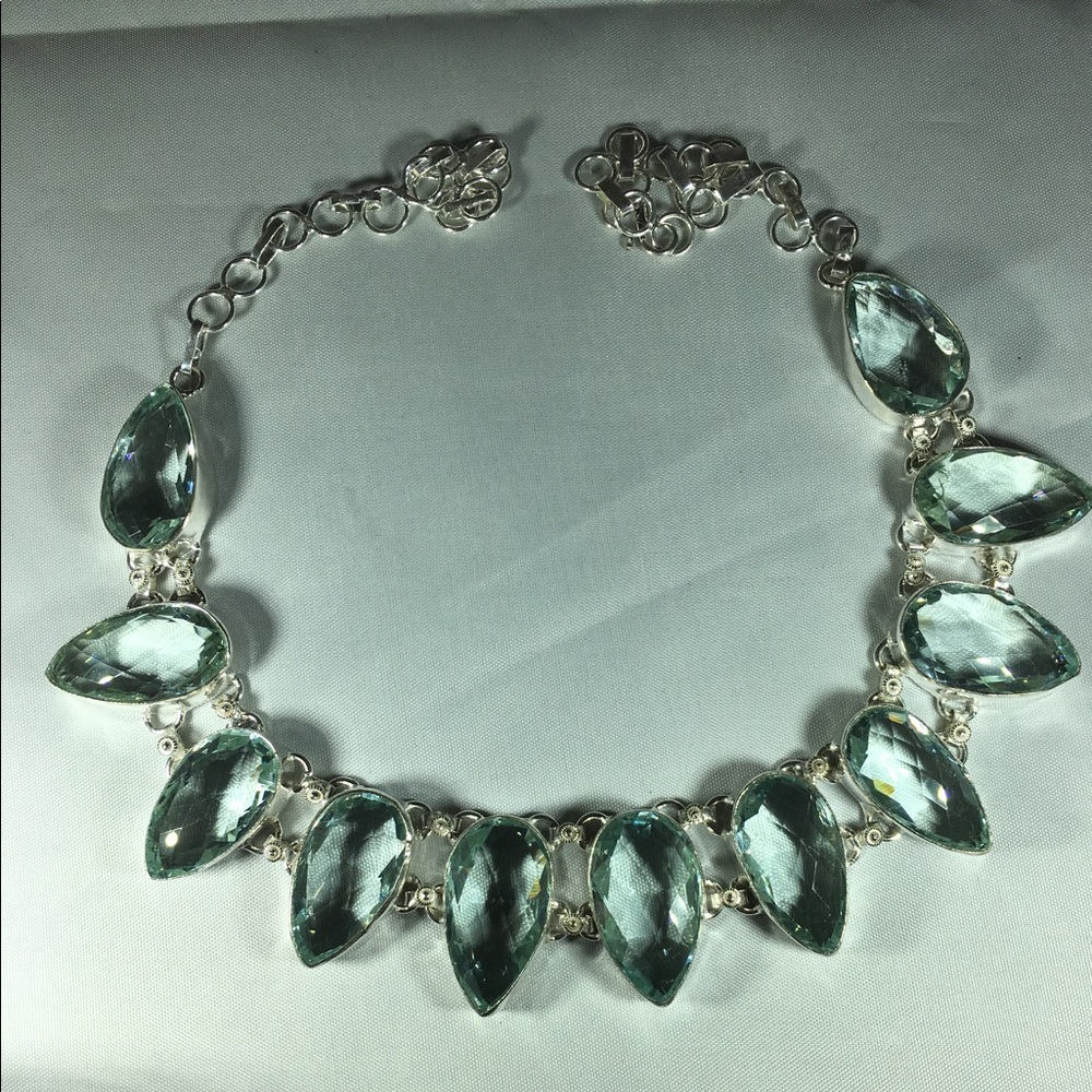 Aquamarine Glass Statement Necklace